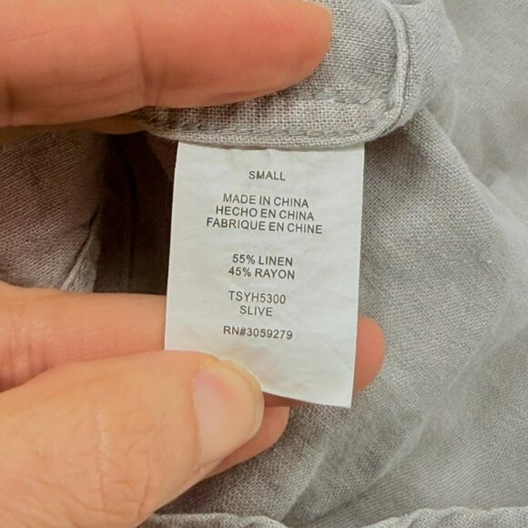 Thread Supply Linen Blouse Button Top Women Sz S Collar Oversized Loose Relaxed - Picture 9 of 12